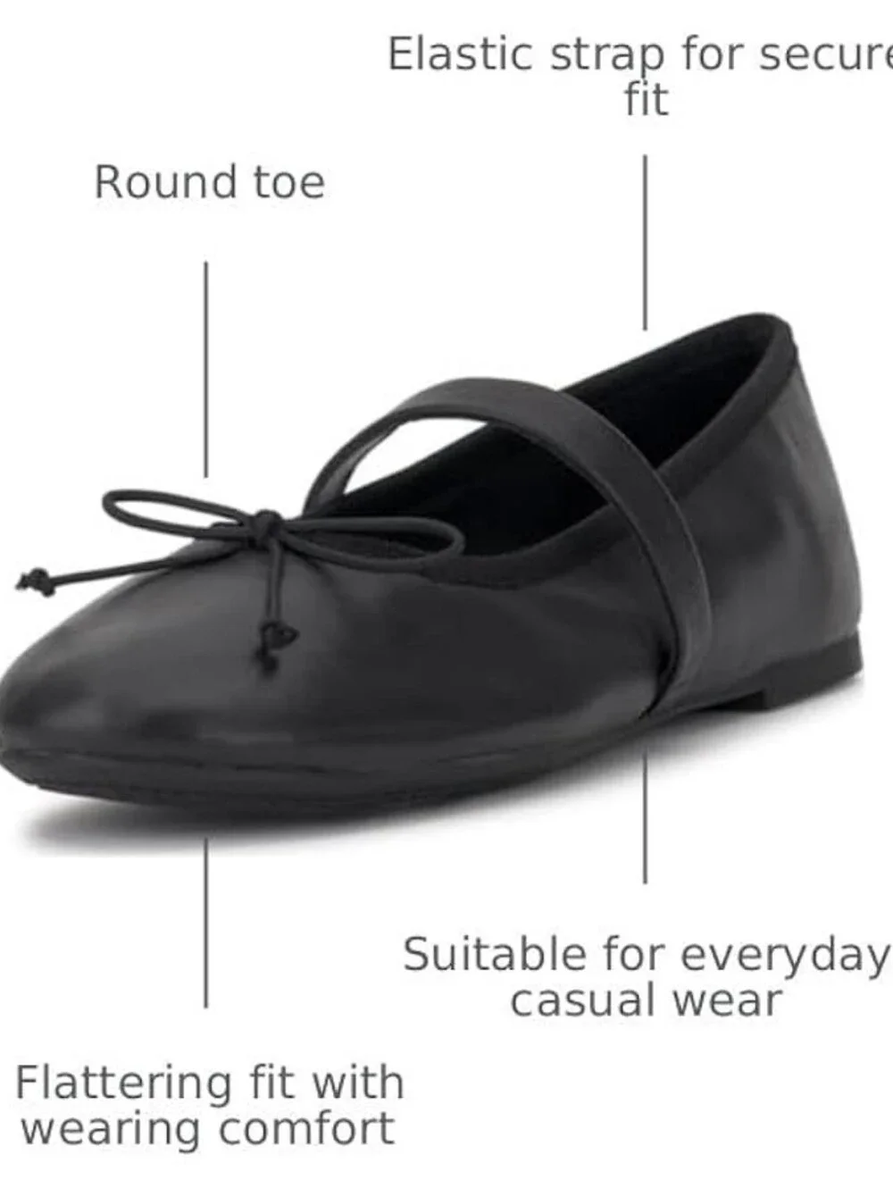 Jessica Simpson Classic Black Mary Jane Ballet Flat Strap Bow Comfy All-day, 8M